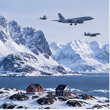Aviones y paisaje ártico